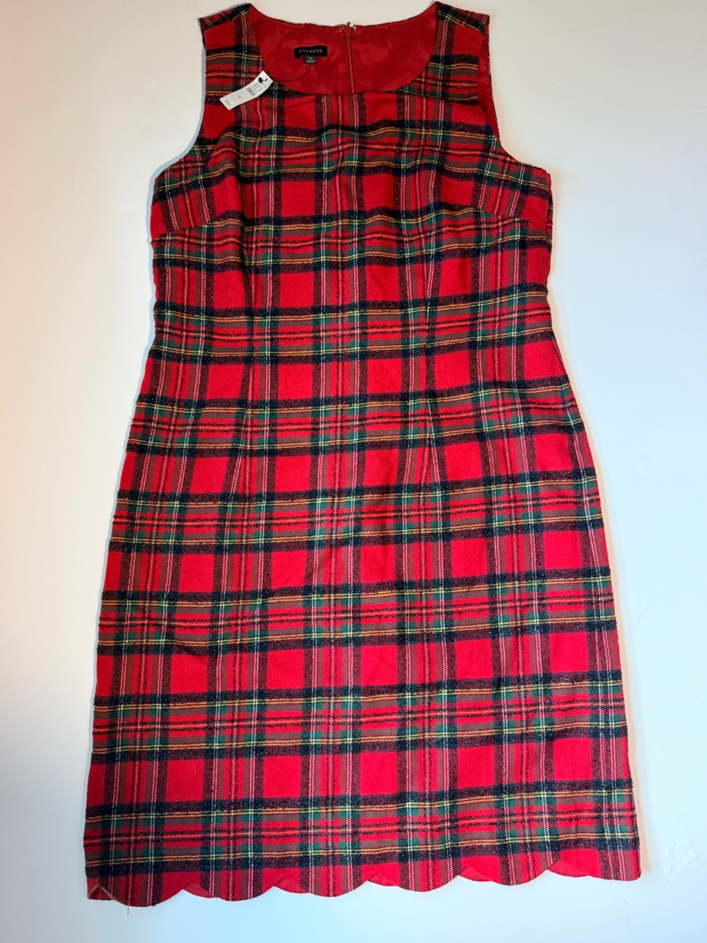 Talbots Red Tartan Midi Sheath Dress
